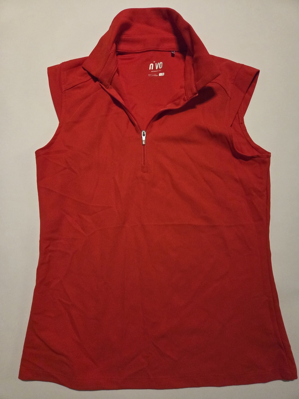 Women's Red Sleeveless Zip-Front Polo Tank